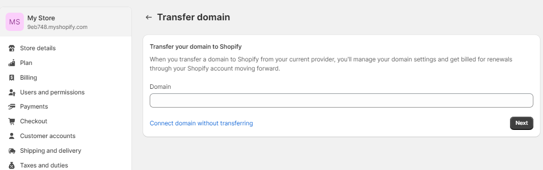 Transferring your own domain name to Shopify-1